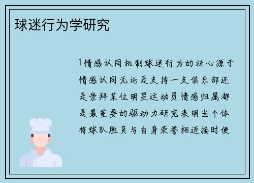 球迷行为学研究